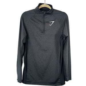 Gymshark Mens Pullover L Dry 14 Zip Black Long Sleeve Lightweight Athletic Top